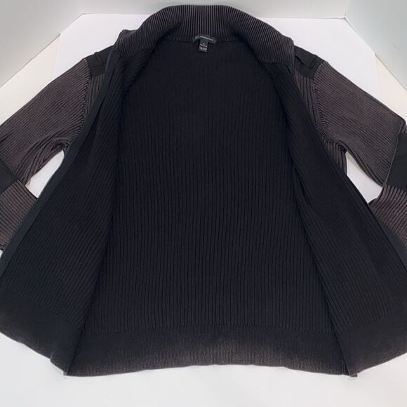 INC International Concepts Men's Ribbed Zippered Sweater Jacket In Charcoal Gray - Picture 7 of 12